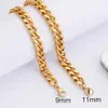 9 11mm Width S Gold Black Titanium Stainless Cuban Link Chain For Men Female Big And Long Necklace Jewelry Gift12871
