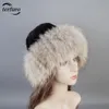 Zimowa jesień kobiety prawdziwe oryginalne lisy i rex królik futra dzianinowe czapki luksusowe ciepłe czapkę gęstą czapkę czapkę rosyjską kobietę 240202
