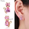 Stud Cuping sevimli 5colors CZ Bow Düğüm Kitten Gato Kitty Kedi Kadınlar Çocuklar Çocuklar Çocuklar Bebek Altın Renk Takıları AROS ARETES