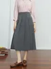 Skirts DUSHU Gentle Wind Versatile High-waist Skirt For Women 2024 Autumn Product Wide-brimmed Simple Style Pleated Female