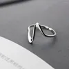 Cluster Rings Modian 925 Sterling Silver Geometric Wave Electrocardiogram Ring For Women Free Size Japanese Style Fine Jewely Bijoux