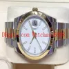 Herrens handledsvakt DATAJUST 41mm 126303 BI Color Menatic Machinery Watch White Dial Rostfritt stål och gult guld M238A