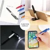 4-in-1 Multifunction Folding Ballpoint Pen With LED Light Writing Night Reading Stationery Cell Phone Holder School Supplies