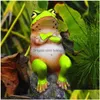 Décorations de jardin Miniature drôle grenouille résine statue animal assis scpture accessoire cour pelouse décoration livraison directe Dhuwc