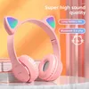 Flash Light Cute Cat Ears Auricolare Bluetooth senza fili Auricolare da gioco con microfono Cuffie Auricolari per casco per musica stereo con controllo LED