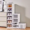 Boîte à chaussures pliante intégrée, combinaison sans Installation, armoire à chaussures anti-poussière, support de rangement de chaussures Transparent pour la maison 240129