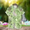 Camicie casual da uomo Giorno di Pasqua Per uomo Elegante cartone animato Camicette con stampa digitale 3d Bottone con risvolto allentato Abbigliamento da spiaggia quotidiano classico hawaiano