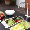 Mutfak Depolama Paslanmaz Çelik Tahliye Sepeti Ev Lavabo Süzgeç Gıda Makarna Sebze Salatası Yıkama için Dayanıklı Gadgets