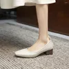 Chaussures habillées 2024 Automne Mode Dames Slip-on Femmes Pompes Talon Carré Haute Pompe Femmes Solides Talons Occasionnels