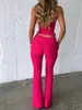 Pantalon de deux pièces pour femmes Femmes S Summer 2 Tenues sans manches Halter Crop Tank Tops avec des leggings évasés Ensemble Jacquard Vêtements Streetwear