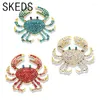Brooches SKEDS Shining Full Crystal Cute Crab For Women Exquisite Sea Animal Rhinestone Alloy Badges Clothing Coat Accessories