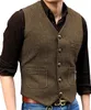 Heren pak formeel v-hals wol visgraat tweed casual vest zakelijk vest stalknecht voor bruiloft groenzwartbruin 240125