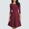 Casual Dresses Autumn Chic One Button Hollow Kort Solid Color Charming Sexy Party Office Swing A-Line Dress HA223