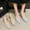 Sandaler Fashion Silver Square Heel Women's High 2024 Summer Solid Color paljetter Ladies