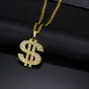 Pendentif Colliers Vnox Gold Couleur Dollar Signe pour hommes avec chaîne cubaine Hip Hop Collier d'argent Bijoux de fête