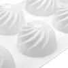 Backformen 6 Hohlräume Spiralkugel Silikon-Kuchenform für Kekse, die handgemachte 3D-Chiffon-Desserts-Werkzeuge zum Dekorieren von Mousse-Form herstellen