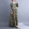 Robes décontractées Anteef manches longues coton vintage floral pour femmes lâche femme été printemps automne robe vêtements élégants 2024