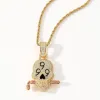 Necklaces Hip Hop Men Necklace Juice Wrld 999 Skull Copper 24k Gold Plated Micro Pave Choker Necklace Cz Stone Iced Out Pendant Necklaces