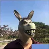 أقنعة الحفلات المضحكة ADT Py Donkey Head Head Mask Latex Halloween Animal Cosplay Props Props Costume Ball Y220805 Drop Deliver