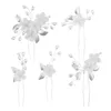 Hair Clips 5pcs/set Bridal Bridesmaid Party Fashion U-shaped Lightweight Flower Pearl Elegant Headwear Wedding Pin Jewelry