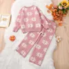 Clothing Sets FOCUSNORM 1-6Y Winter Toddler Kids Girls Warm Clothes Sunflowers Knitted Long Sleeve Sweater Tops Wide Leg Pants