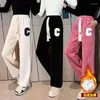 Trousers Girls Thick Corduroy Pants Padded Warm Loose Kids Clothes High Waist Wide Leg Child Casual Teen