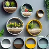 Modern Round Iron Wall Vase Home Living Room Restaurant Hanging Flower Pot Wall Decor Succulent Plant Planters Art Glass Vases T20218W