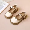 Autumn Girl Leather Shoes Bowtie Black Beige School Causal Children Flat Elegant Round Toe Fashion Patchwork Kids Mary Janes 240131