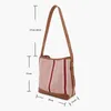 Shoulder Bags Donna-in 2024 Bucket Cross-body Bag Women Summer Canvas Leather Commuting Fashion Simple Ladies Underarm Tote