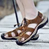 GAI MIXIDELAI Genuine Leather Shoes Summer Large Men's Men Fashion Sandals Slippers Big Size 38-47 240119 GAI