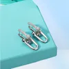 18K gold doublestud earrings for women luxury brand designer OL style shining crystal ear rings earring party wedding jewelry gift7694789