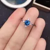 Cluster Rings Fashion Silver Topaz Ring For Young Girl 5mm Natural London Blue 925 Jewelry