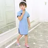 女の子のドレスプリンセスガールズドレス中国の伝統的な衣装cheongsams hanfu tight dragonphoenixフローラルキッズサテン