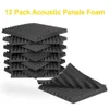 New 12Pcs Acoustic Foam Panel Tiles Wall Record Studio 12 x12 x1 Sound-proof Black Blue For Studio Home Recital Ha2286