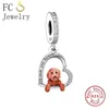 Pietre preziose sciolte FC Gioielli Fit Bracciale con ciondolo originale Argento 925 Ti amo per sempre Yorkshire Terrier Cane Perlina per realizzare donne Berloque