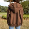 Womens sportswear jacket winter clothing womens zipper super large hoodie casual loose black brown hoodie retro wool zipper 240131