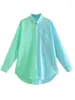 Women's Blouses YENKYE Women Oversize Hit Color Patchwork Shirt Blouse Long Sleeve 2024 Chic Female High Street Loose Shirts