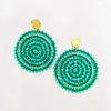 Dangle Earrings Rice Bead Roundness Green Bohemia Hand Knitting Crystal Tide Simple Sunflower Alloy Beaded