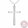 Pendentif Colliers Lekani Arrivée Cool Fille Simple Croix 925 Sterling Argent Fine Bijoux Clavicule Chaîne N4252774