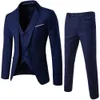 Mannen Pak Slanke 3-delig Pak R Business Bruiloft Jas Vest Broek Herfst Mode Blazer Jas 240125