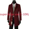 Men High Quality Suepr Large Men Woolen Coat Winter Youth Suit Collar Fashion Casual Single Breasted Thick Plus Size S-10XL 240124