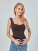 Tanks Femmes Femmes Sans Manches Crop Débardeur Sexy Low Cut Ruché Camisole Skinny Sweetheart Cou Côté Slit Été Slim Cami Gilet