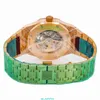 Szwajcarskie zegarki Audemar Pigue Mechaniczne zegarki Royal Oak Double Balance Wheel Otwórz Rose Gold Men Luksusowy automatyczny zegarek J0U0