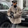 Frauen Pelz Faux Kaschmir Plüsch Jacke Frau Winter Elegante Verdicken Chic Horn Knopf Mantel Sanfte Integrierte O Hals Casual dame Oberbekleidung