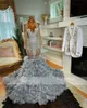 Sier O Neck Long Prom Dress For Black Girls Beaded Crystal Birthday Party Gowns Applique Formal Gown Ruffle Tiered Robe De Bal 322 Mal Mal