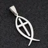 LOT 12 pcs fashion cross Stainless steel jesus fish pendants necklaces Jewelry ST03-11351G