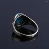 Cluster Rings S925 Sterling Silver Ring Natural Turquoise For Women Men Vintage Style Fine Jewelry Engagement Party Gift