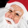 Party Supplies Santa Claus Mask och Beard Soft LaTex Headgear White Full Tash Eyebrows Old Man Christmas Props