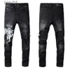 Mens Jeans Clothing Designer Amires Denim Pants 817 Black Amies High Street Letter Angel Pattern Casual Micro Elastic Cotton Youth Tight for Men DistresS