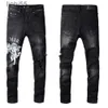 Mens Jeans Roupas Designer Amires Denim Calças 817 Preto Amies High Street Carta Anjo Padrão Casual Micro Elástico Algodão Juventude Apertado para Homens Distress